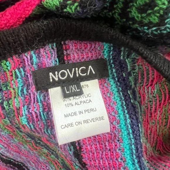 Novica Womens Striped Batwing Poncho Lightweight Sweater Aztec Boho Tribal - Picture 5 of 7